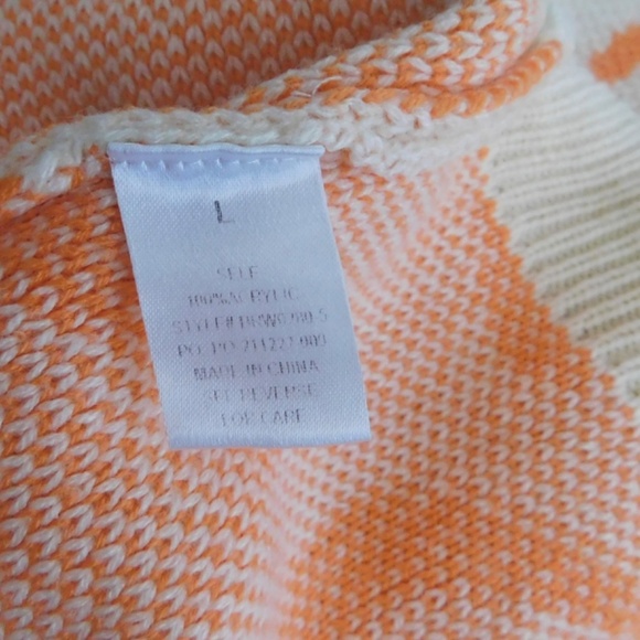 BAILEY ROSE Peach Orange Floral Sweater Pullover Knit Oversized Cropped Large - Picture 10 of 12